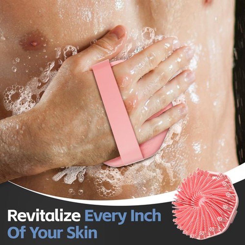 Silicone Body Scrubber, Exfoliating Body Wash Scrubbers Exfoliator, Shower Body Brush for Effective Showering Exfoliation and Gentle Massage (Pink)