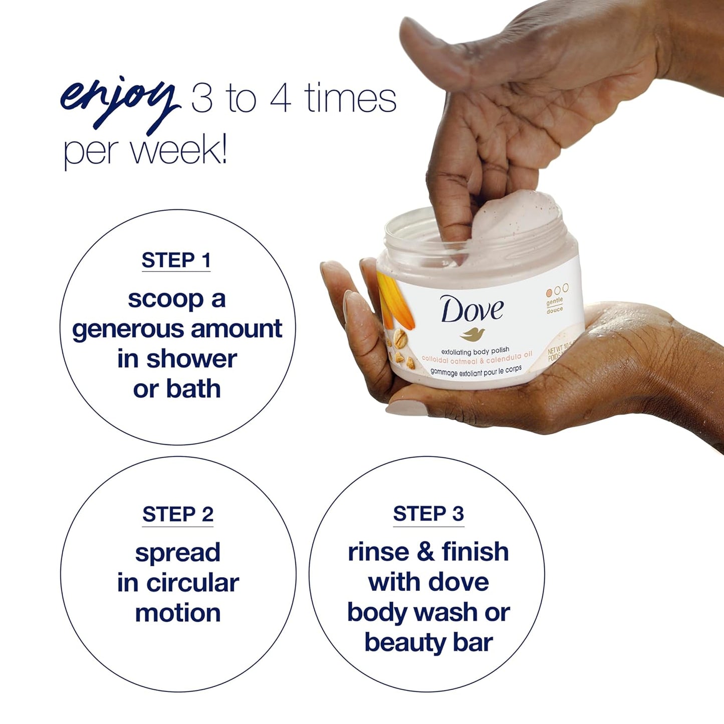 Dove Exfoliating Body Polish Scrub with Almond & Mango Butter - 10.5 oz (4 Count) for Dry Skin