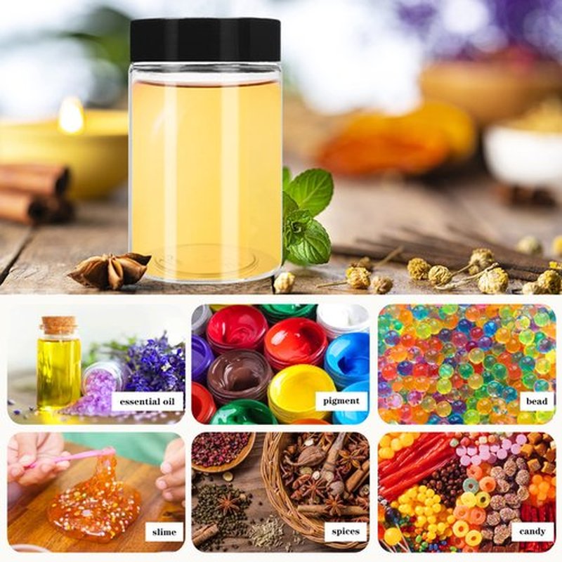 Hajoyful Plastic Jars with Lids 6OZ 42PCS,Small Cosmetic Slime Containers Clear Travel Round Jars Empty Refillable Sample Containers Leak Proof Pot Jars with Black Lids for Lotion, Cream, Body Scrub
