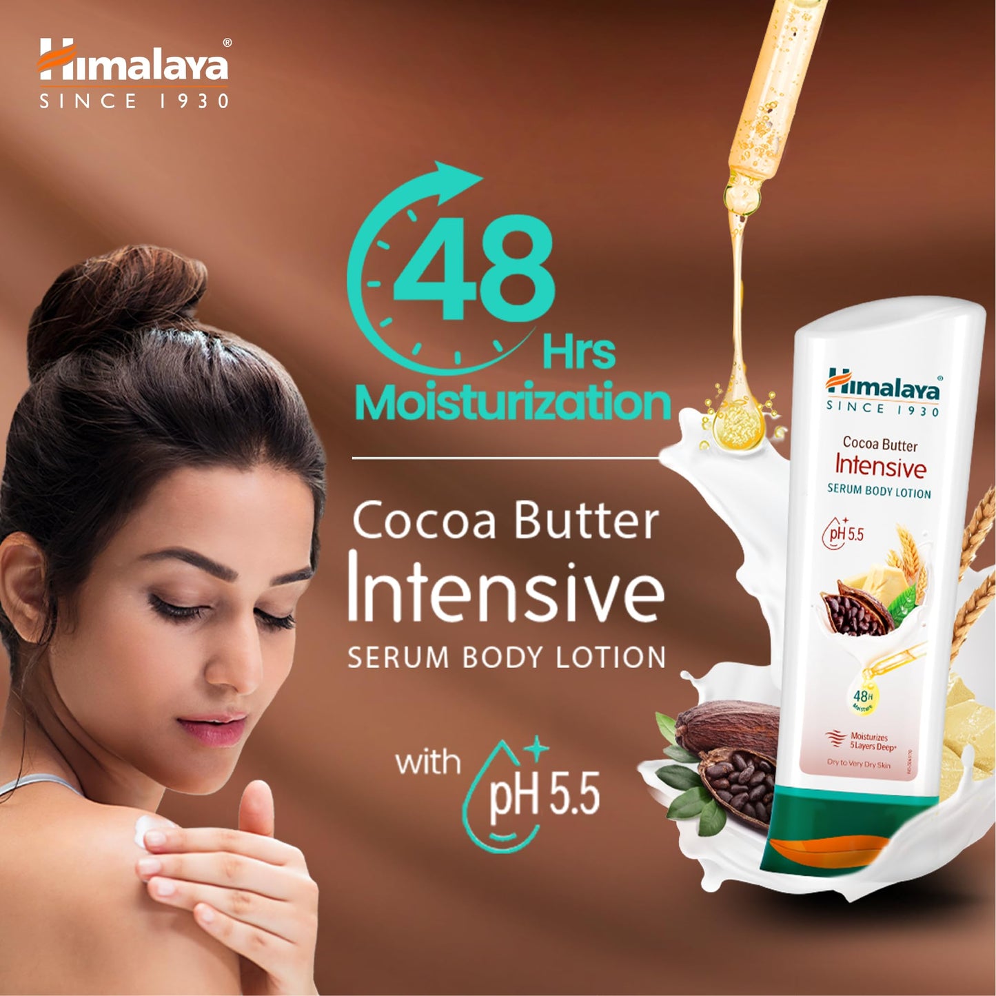 Himalaya Herbal Healthcare Cocoa Butter Intensive Body Lotion, Daily Ultra Moisturizer for Dry Skin, 13.53 oz, 1 Pack