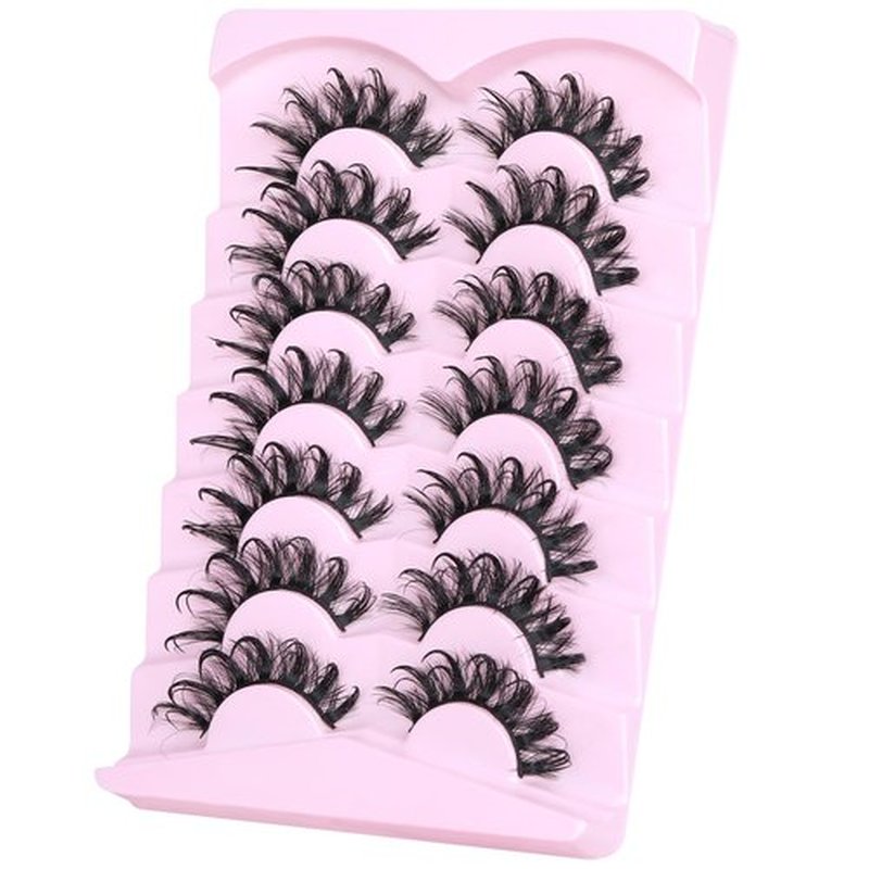 Lashes Wispy False Eyelashes Natural Fairy Fake Eyelashes Cat Eye Lashes Mink Long Strip Eyelashes Doll Manga Lashes 7 Pairs C Curl Lashes Pack by ALICROWN