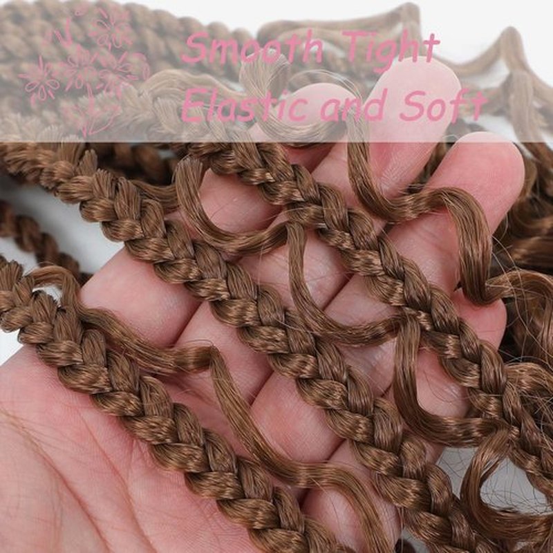 Goddess Box Braids Crochet Hair 14Inch 8Packs Pre Looped Boho Box Braids Braiding Hair Curly Ends Bohomian Crochet Box Braids (30#, 14 inch)