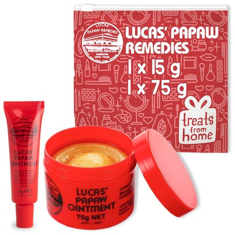 Lucas Pawpaw Lip Ointment, Lucas Pawpaw Cream, Lucas Pawpaw Ointment for Lips & Dry Skin - Unique All Skin Types, All Gender- Any Season Gift Pack with 75g and 15gr Pawpaw Balm