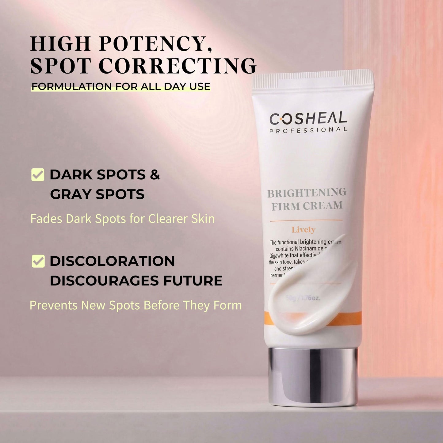 COSHEAL Brightening Firm Cream - Glow Boosting & Lifting Face Moisturizer for Dark Spots with Niacinamide, Peptides & Boswellia