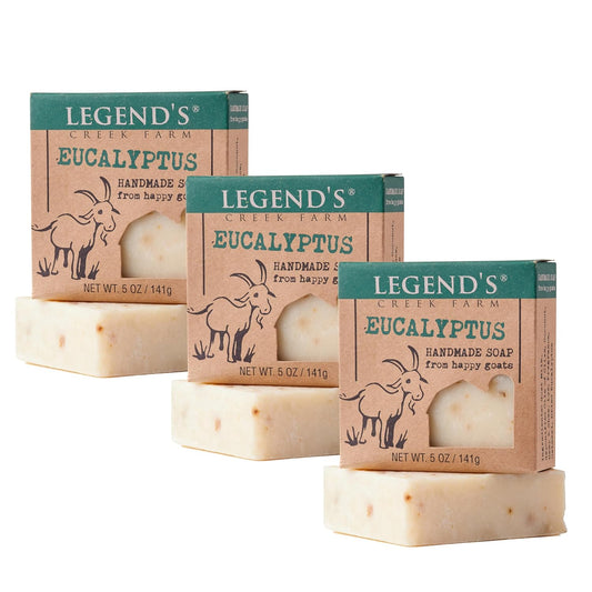 Goat Milk Soap - Nourishing Cleansing Bar for Hands & Body | Eucalyptus, 5 Oz, Pack of 3