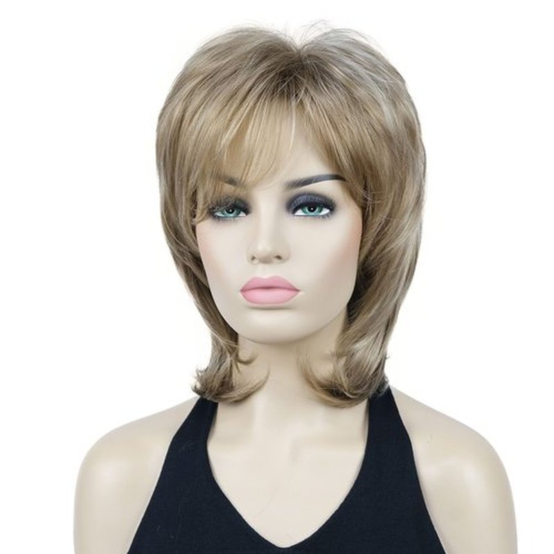 Lydell 16" Long Straight Wigs Soft Shaggy Layered Wigs Classic Cap Full Synthetic Hairpieces (H16D613 Blonde Highlights)