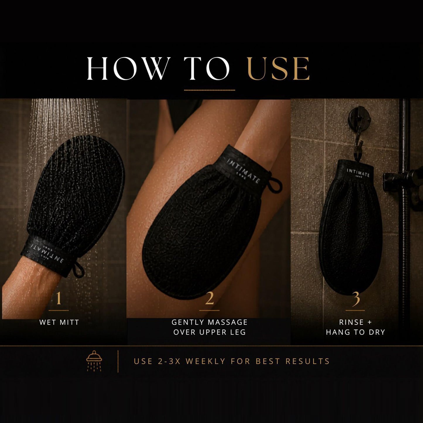Intimate Luxe Exfoliating Mitt – Reusable Physical Exfoliating Glove for Smooth-Looking Skin – Helps Lift Dead Skin & Surface Buildup – Shower & Bath Use – Single Mitt