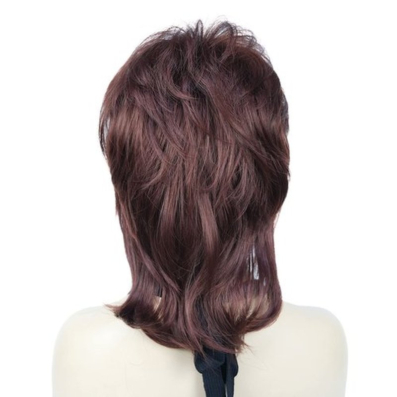 Lydell 16" Long Straight Wigs Soft Shaggy Layered Wigs Classic Cap Full Synthetic Hairpieces (33A Dark Auburn)