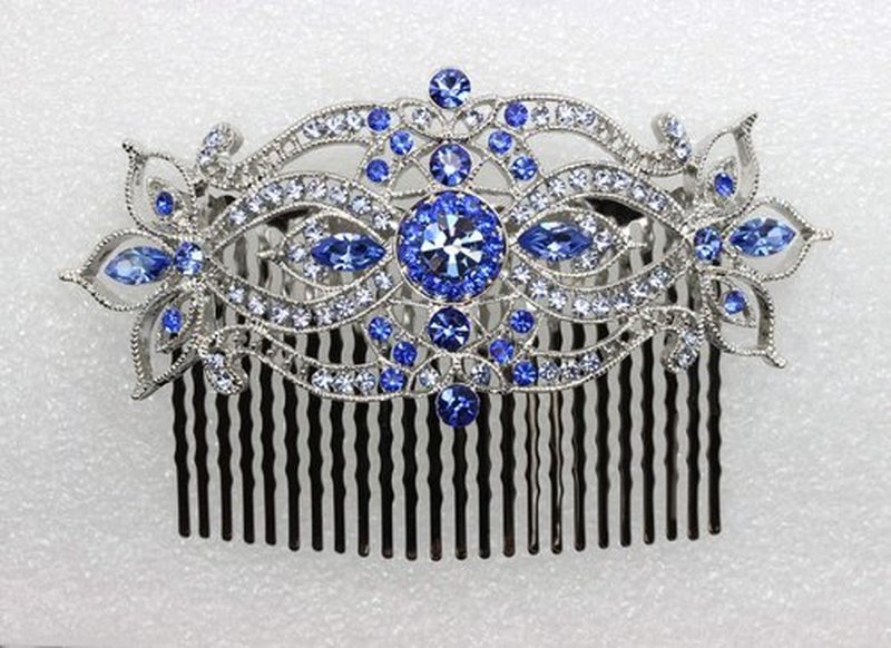 Faship Gorgeous Blue Large Big Floral Hair Comb