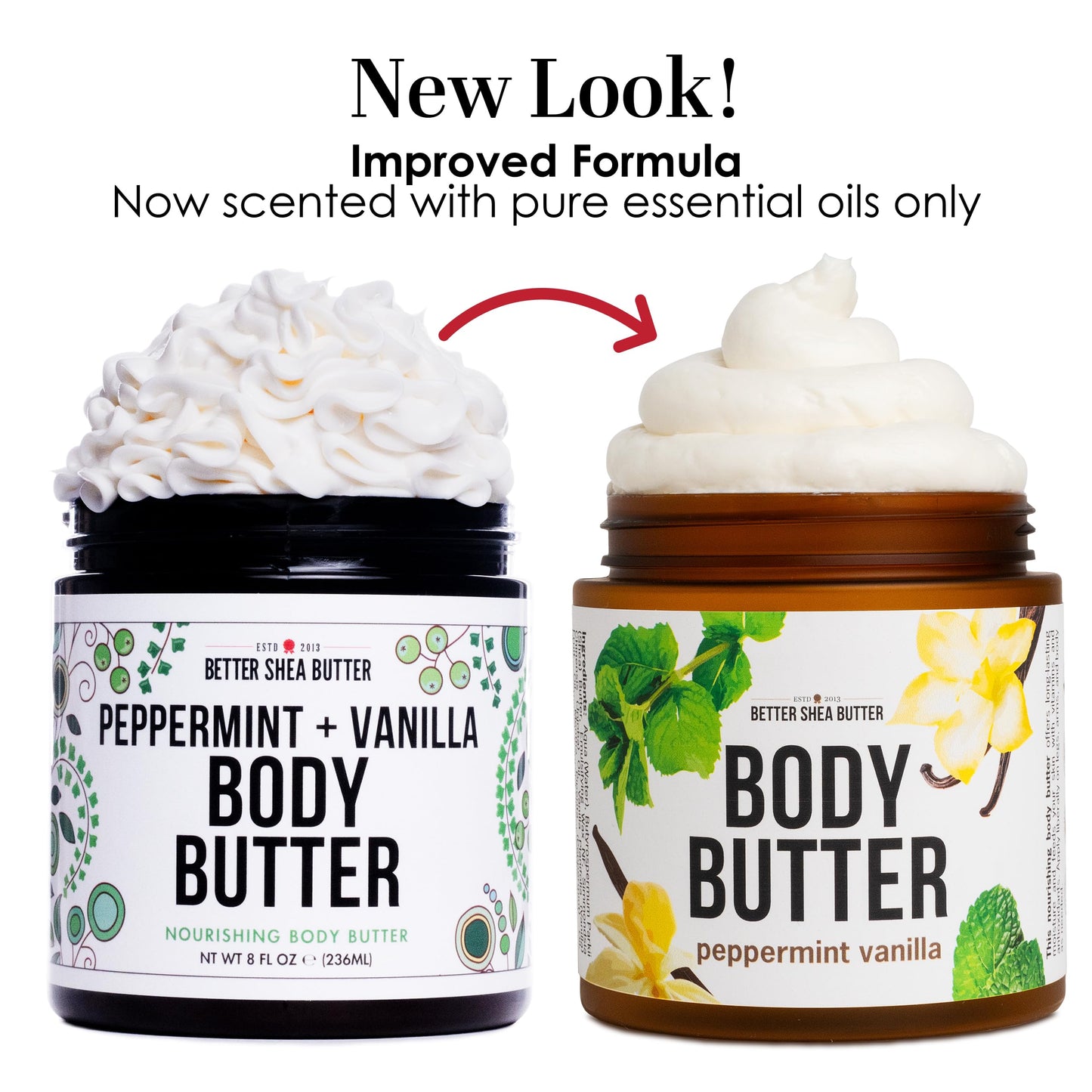 Peppermint Vanilla Body Butter - Natural Lotion for Women with Shea Butter & Jojoba Oil - Non-Greasy Whipped Body Lotion for Dry Skin - Vanilla Scented Peppermint Body Lotion