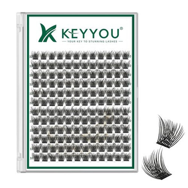 Lash Clusters 144pcs Individual Lashes D Curl 10mm Eyelash Clusters KEYYOU Air Touch Cluster Lashes Super Lightweight Soft Wispy Comfortable Easy DIY at Home(Air01-D-10mm)