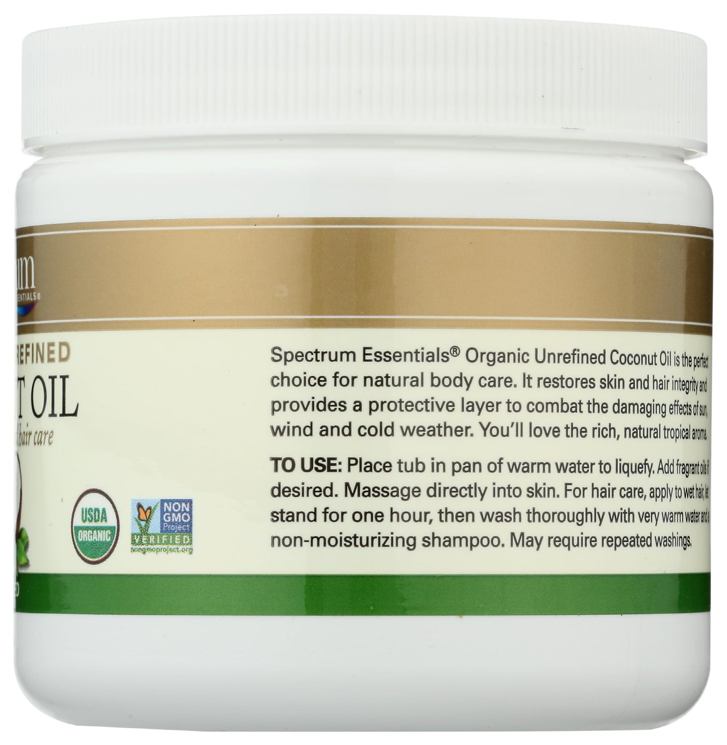 Spectrum Essentials Organic Virgin Coconut Oil, Unrefined, 15 oz