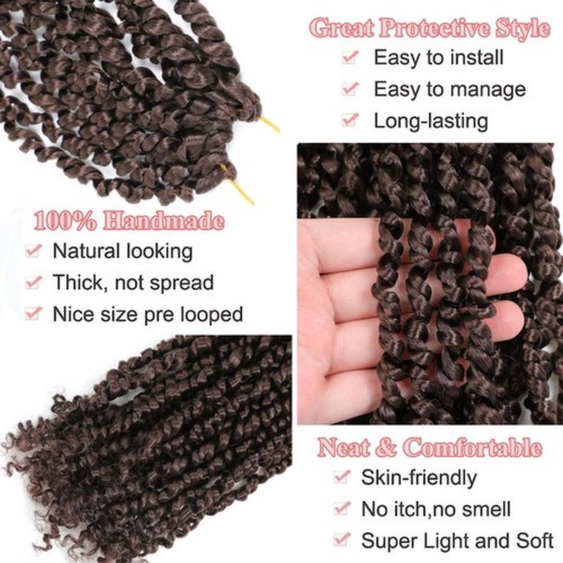 Alrence Passion Twist Crochet Hair 8 Packs Pre twisted Passion Twist Hair For Women Soft Bohe Pre-looped Crochet Braids (14 Inch (Pack of 8), 33#)