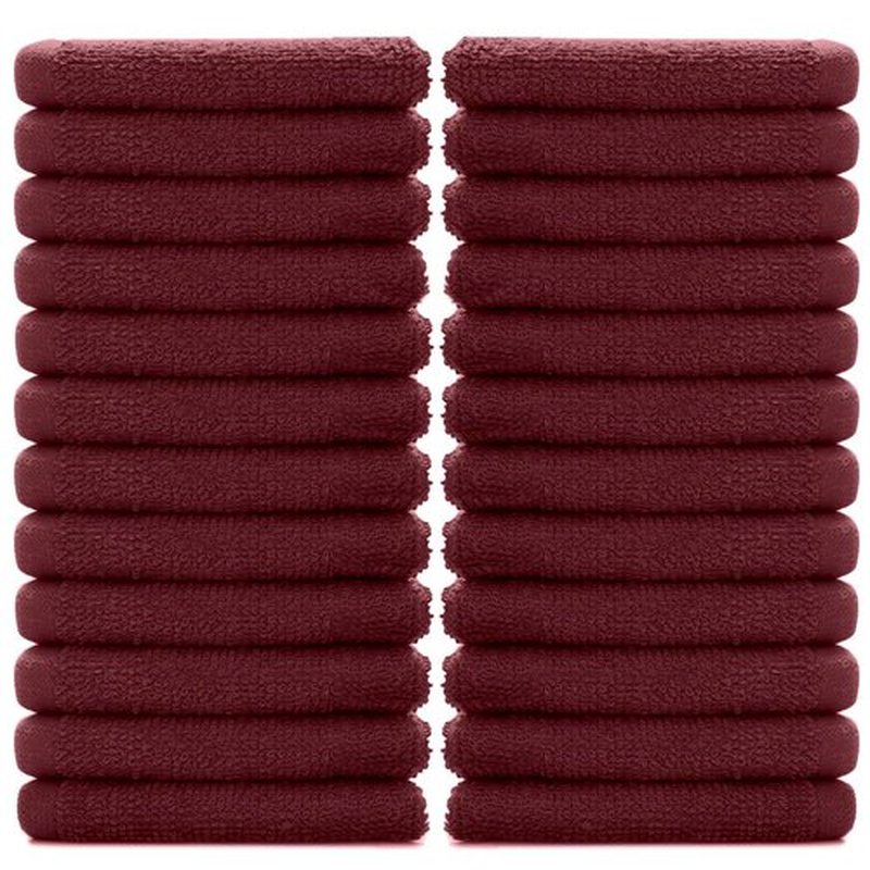 DAN RIVER 100% Cotton Washcloths 24 Pack Premium Quality Face and Body Cloth, Quick Dry Essential Towels for Bathroom, Hand, Kitchen & Cleaning, Baby Washcloths | 12X12 in | 400 GSM | Pomegranat