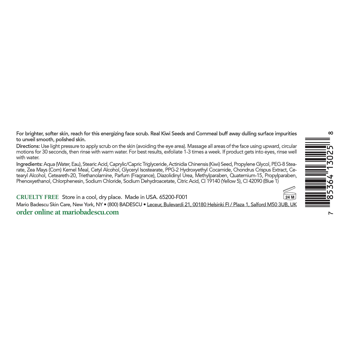 Mario Badescu Kiwi Face Scrub, 4 oz (Pack of 1)