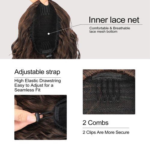 QGZ Curly Ponytail Extension,Drawstring Ponytail for Black Women 26 Inch Synthetic Long Afro Curly Fluffy Ponytail Hairpiece for Daily Use(T1B/30)