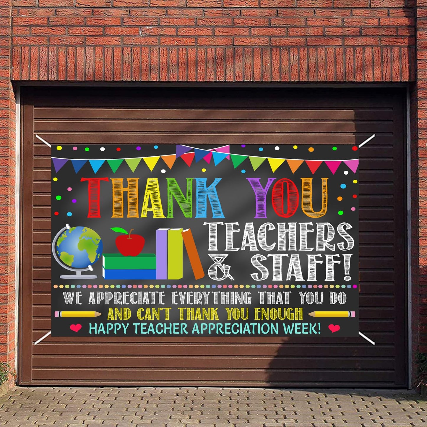 Thank You Teachers Teacher Appreciation Week Backdrop Banner Decorations, Teachers Staffs Appreciation Week 2025 Banner Background Decorations