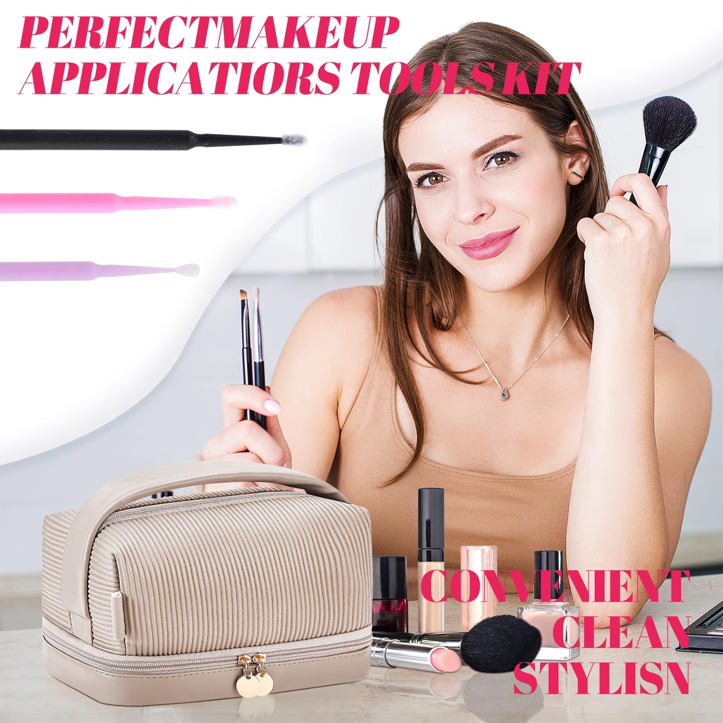 300 Disposable Micro Applicators Brush with Container, Eyelash Extension Individual Applicators Mascara Brush for Make up and Clean and Compatible and Personal Care (Multicolors)