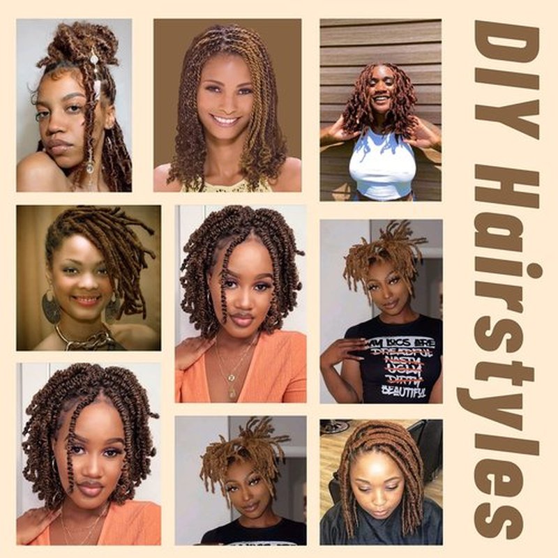 Marley Twist Braiding Hair 16 Inch 7 Packs Cuban Twist Hair Brown Springy Afro Twist Hair Pre Fluffed Spring Twist Hair Pre Stretched Wrapping Hair for Soft Locs (16 Inch,30)