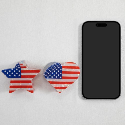 4th of July Hair Clips Claws Acrylic American Flag Star Heart hair claw clips for women 2pcs(star heart)