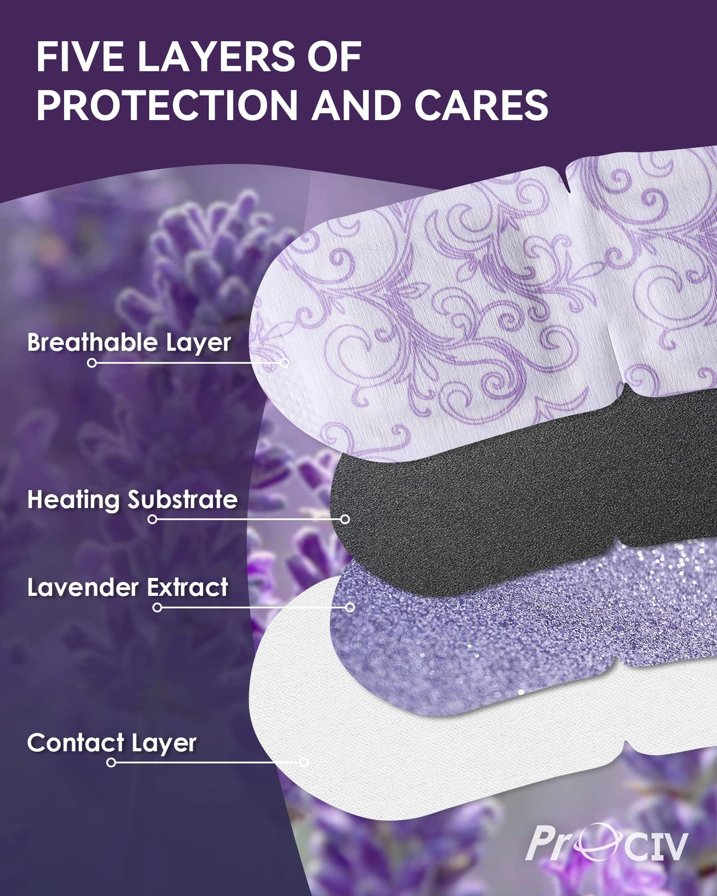 ProCIV 10 Packs Lavender Steam Eye Masks, Heated Eye Masks for Dark Circles and Puffiness Disposable Warming Eye Masks for Soothing Headache Reliefing Eye Fatigue(Lavender)