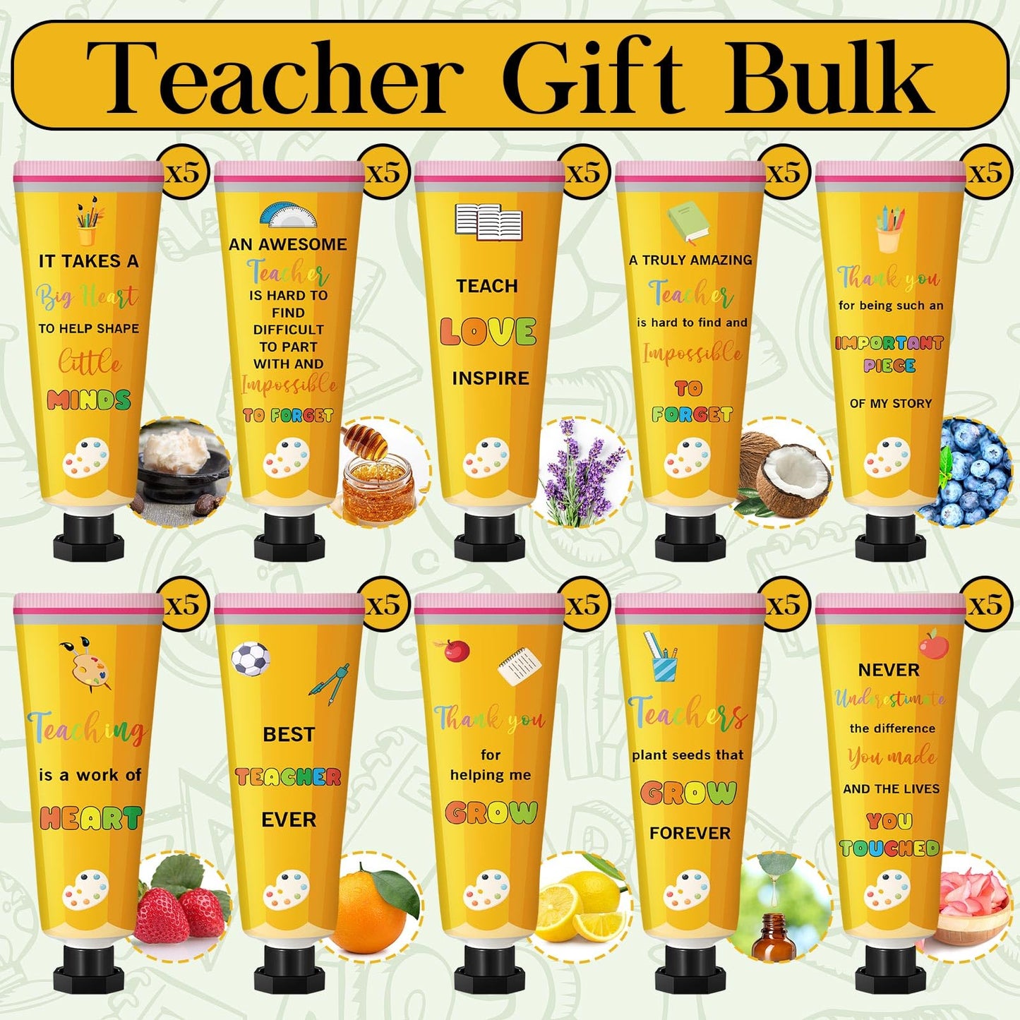 Leelosp 50 Pcs Teacher Appreciation Gifts Bulk Hand Cream Set Travel Size Thank You Gifts for Teachers Coworkers Graduation & End of Year Party Favors 2026 Teacher Appreciation Week