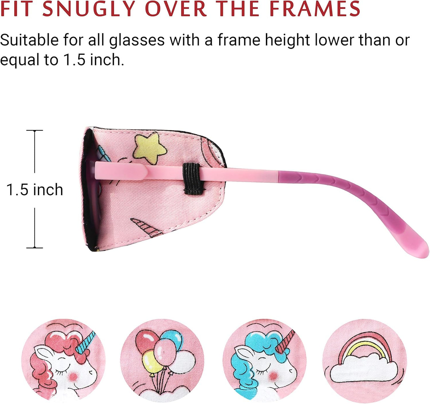Cotton & Silk Eye Patch for Kids - Left Eye Design | Pink Hair Unicorn