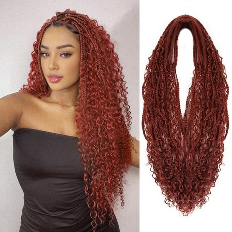 HANNE 24 Inch Boho Double Ended Dreadlock Extensions Soft Handmade Dreadlock Extensions with Boho Box Braids Thin Curly Synthetic Dreadlock Extensions for Women (10 Strands/Pack 350)