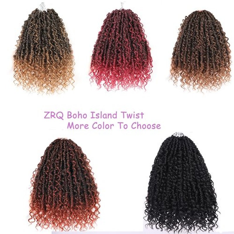 ZRQ Goddess Passion Twist Hair with Curly End 14 Inch Pre Twisted Passion Twist 8 Packs Red Pre Looped Short Boho Style Crochet Braids Hair Extensions for Women