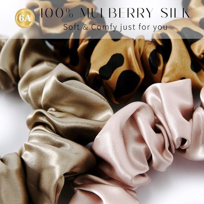 ZIMASILK 22 Momme 100% Pure Mulberry Silk Skinny Scrunchies for Women, Hair-Friendly & Luxurious Elastic Scrunchies Set (3 Scrunchies)
