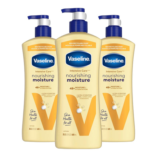 Vaseline Nourishing Moisture Body Lotion Hand & Body Lotion Pack of 12 for Dry Skin made with Ultra-Hydrating Lipids & Pure Oat Extract 3.4 oz