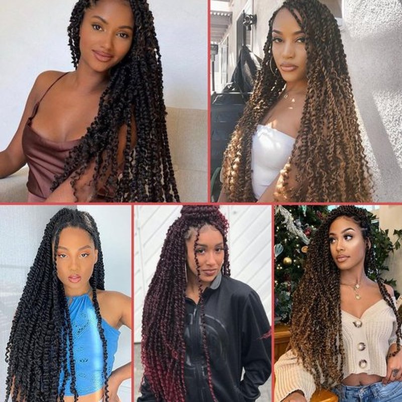 Leeven 8 Packs Passion Twist Crochet Hair 20 Inch Natural Black Bomb Pre Twisted Water Wave Crochet Braids Pre Looped Curly Bohemian Synthetic Braiding Hair Extensions for Women #1B