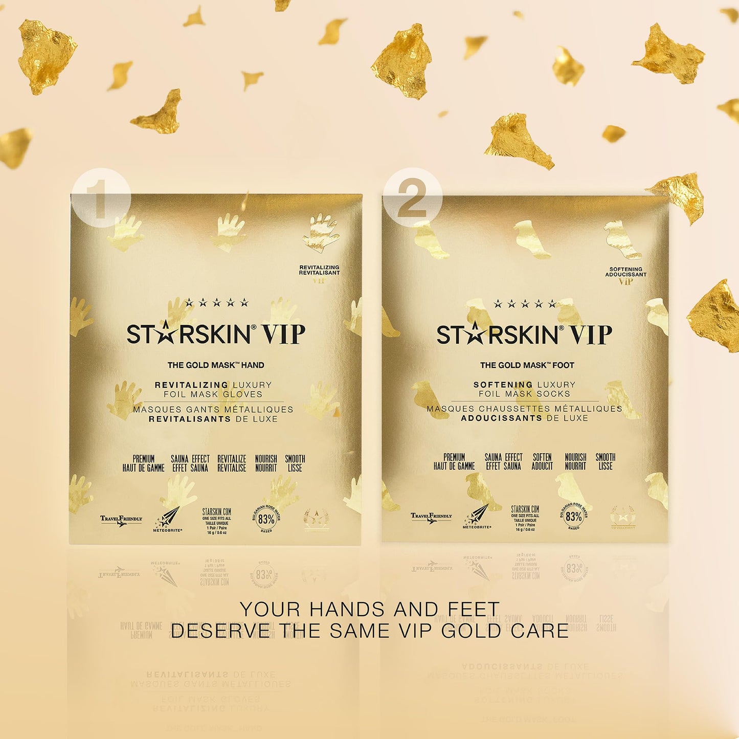 STARSKIN VIP Gold Mask Hand, Revitilizing Hand Mask for all Skin Types, Korean Skin Care, Hydrating and Moisturizing with Shea Butter and Bulgarian Rose Oil, K Beauty Skincare (1 Pack)
