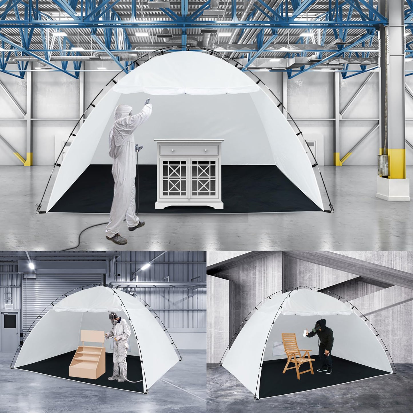 Portable Paint Booth Tent,Siebwin 10(L)x8(W)x6.2(H)ft Larger Spray Paint Tents with Built-in Floor&Mesh Screen&Windproof Hooks,Painting Tent Station for Furniture DIY Hobby Tool,Spray Paint Shelter