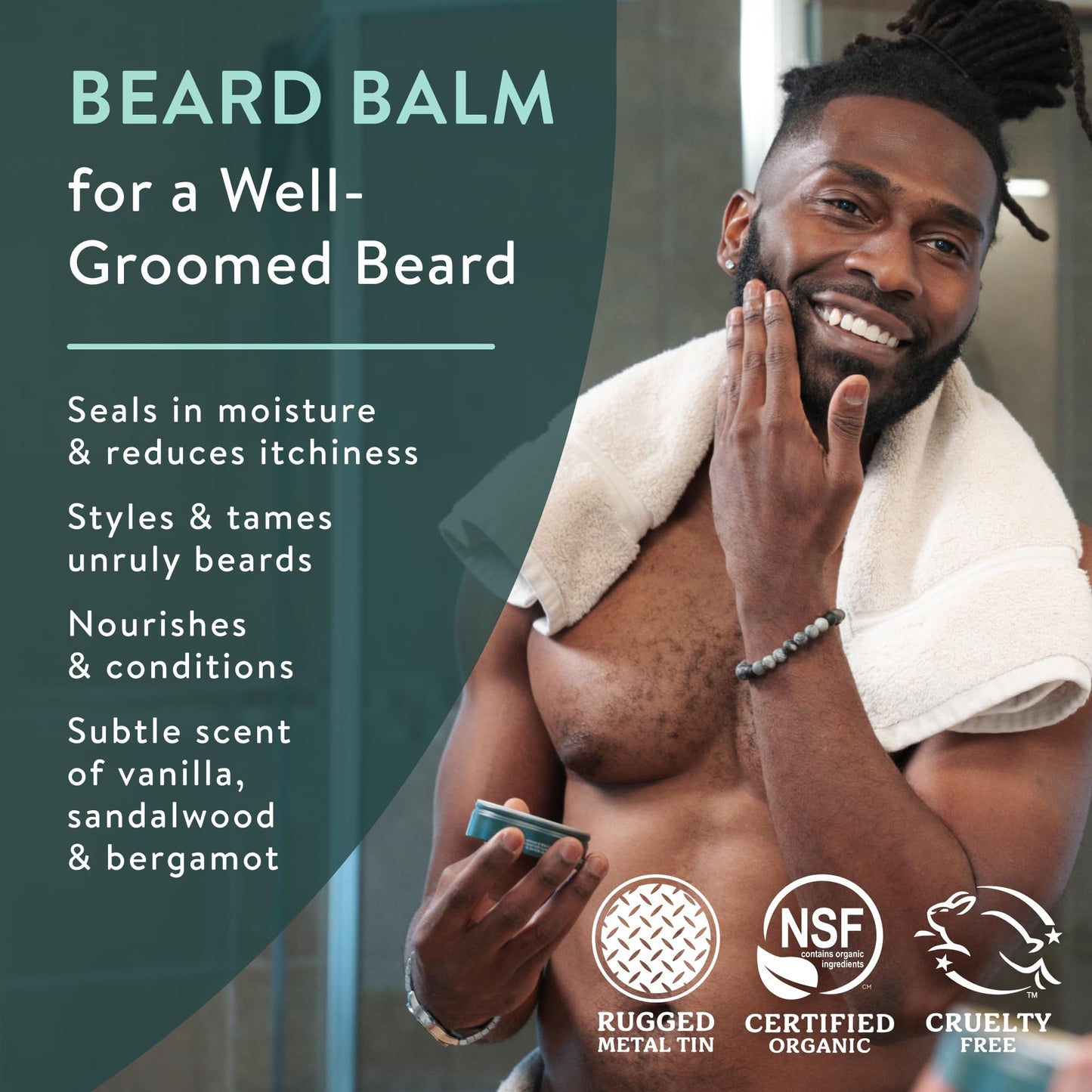 Badger Organic Beard Balm - Leave-In Conditioner, Styling & Moisturizing Treatment for Facial Hair & Mustache, 2 oz