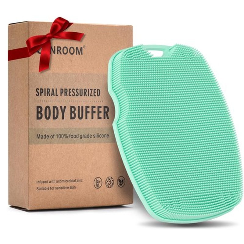 Zinc Infused - Silicone Body Scrubber,Exfoliating Body Scrubber for Sensitive Skin, Sustainable Shower Scrubber for Body, Body Scrubber for Shower and Body Care Routine - Green