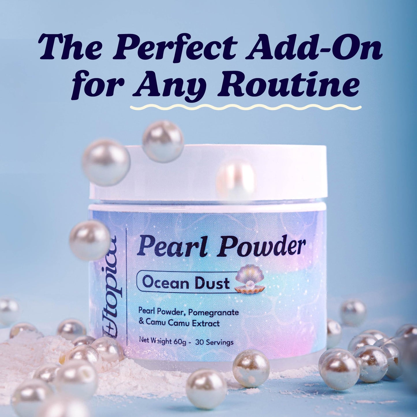 Utopica Pearl Powder for Skin - Natural Freshwater Pearl Powder for Face - For Cosmetic DIY Face Masks - Antioxidant, Deep Cleansing, Pore Shrinking - 60 Grams Polvo de Perlas Puro