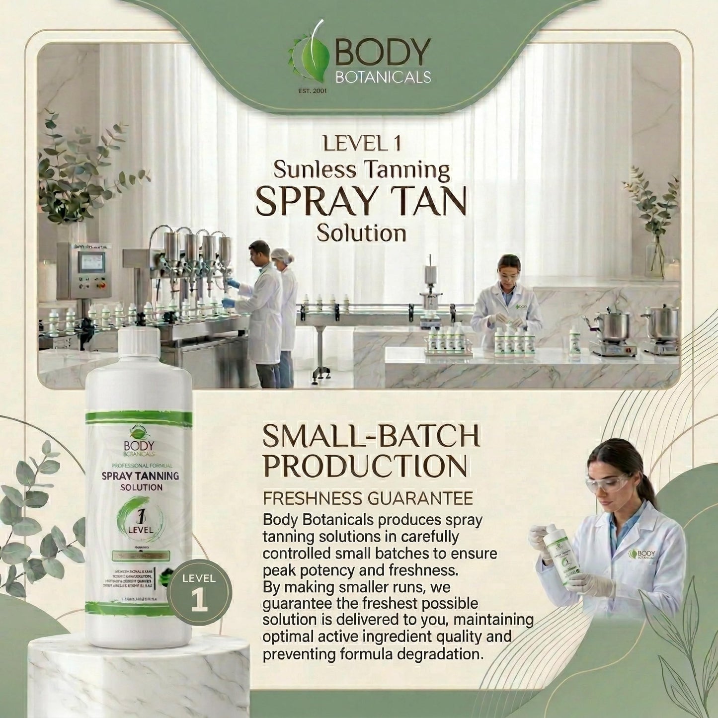 Body Botanicals Professional 7% DHA Spray Tan Solution 33.8oz – Organic Essential Oils & Aromatherapy – Long Lasting, Small Batch, Light to Medium Skin Sunless Tanning Formula