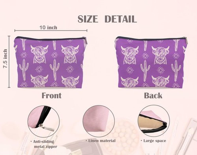 Lacosu Western Makeup Bag,Western Gifts For Women,Cow Makeup Bag,Cowgirl Stuff,Western Stuff For Women,Western Gifts,Cowgirl Gifts(COW C)