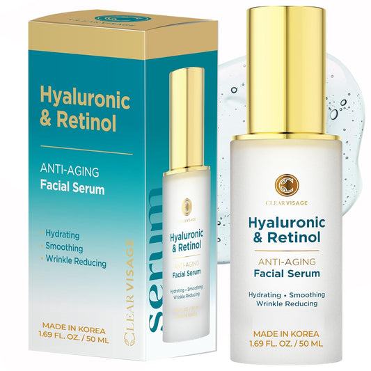 Hyaluronic Acid Serum for Face - Anti-Aging Retinol Formula | Deep Hydration & Skin Firming - 1.69 Fl Oz