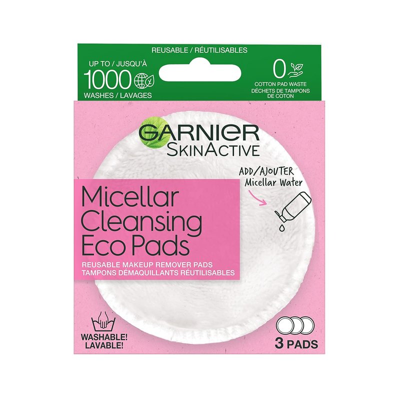 Garnier Micellar Cleansing Eco Pads - Reusable Ultra-Soft Microfiber | 3 Pack
