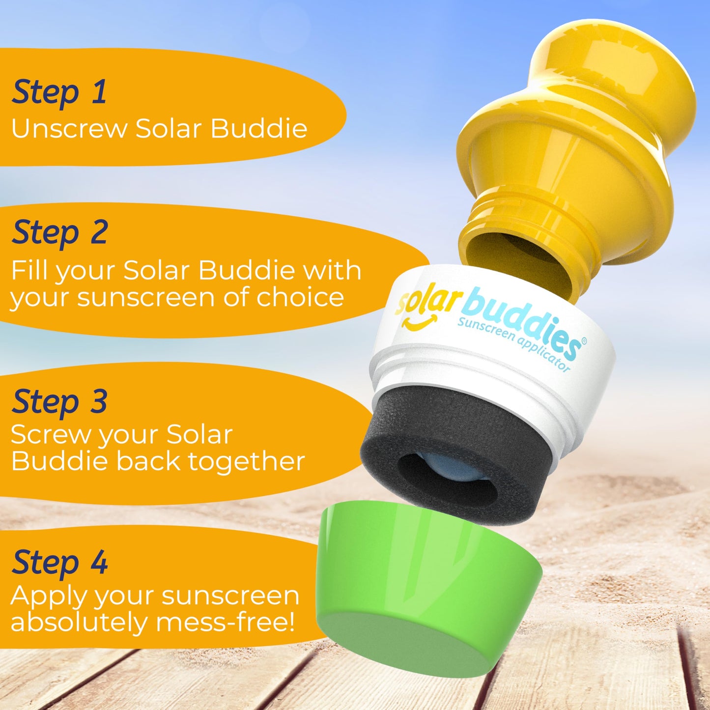 Solar Buddies Sunscreen Applicator – Green Duo – BPA-Free Refillable Roll-on Sponge for Sunscreens & Lotions – For Kids, Adults & Families – 3.4Fl Oz – Perfect for Travel