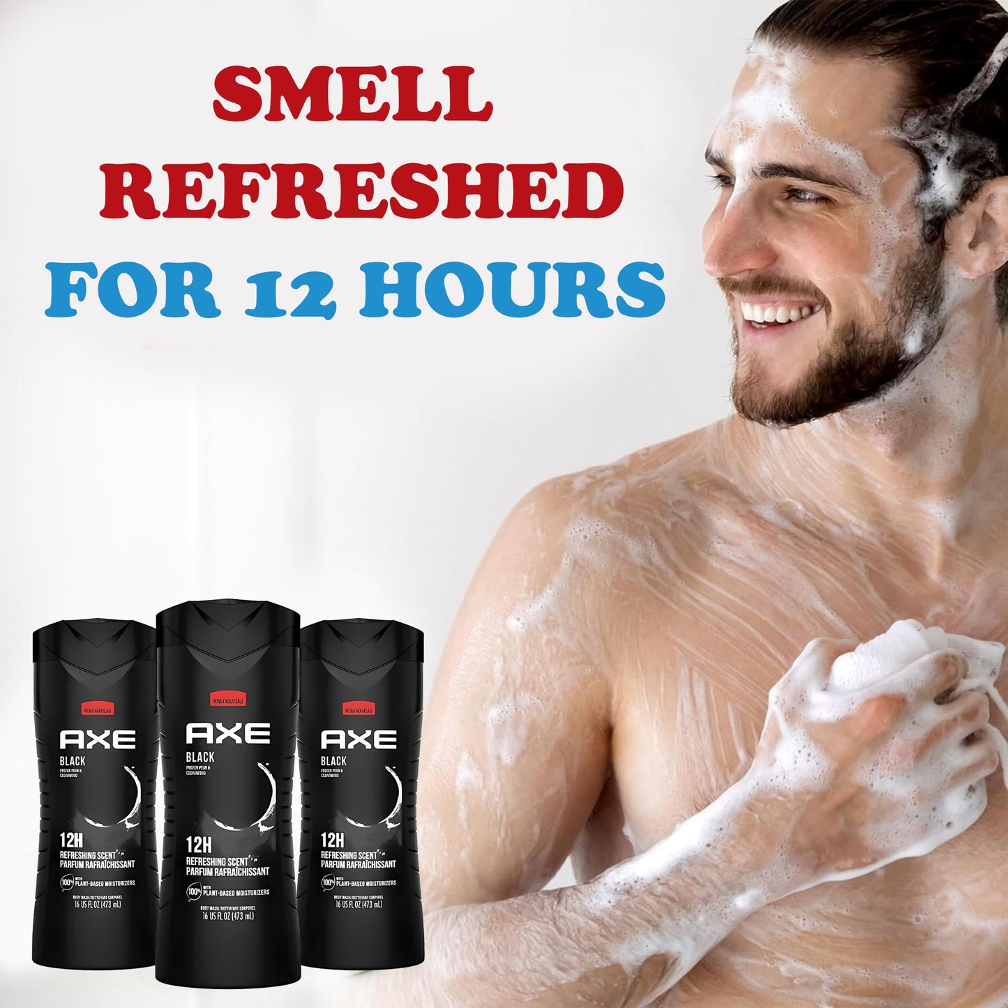 Axe Body Wash Black Frozen Pear And Cedarwood 12Hr 16 Ounce (Pack of 3)