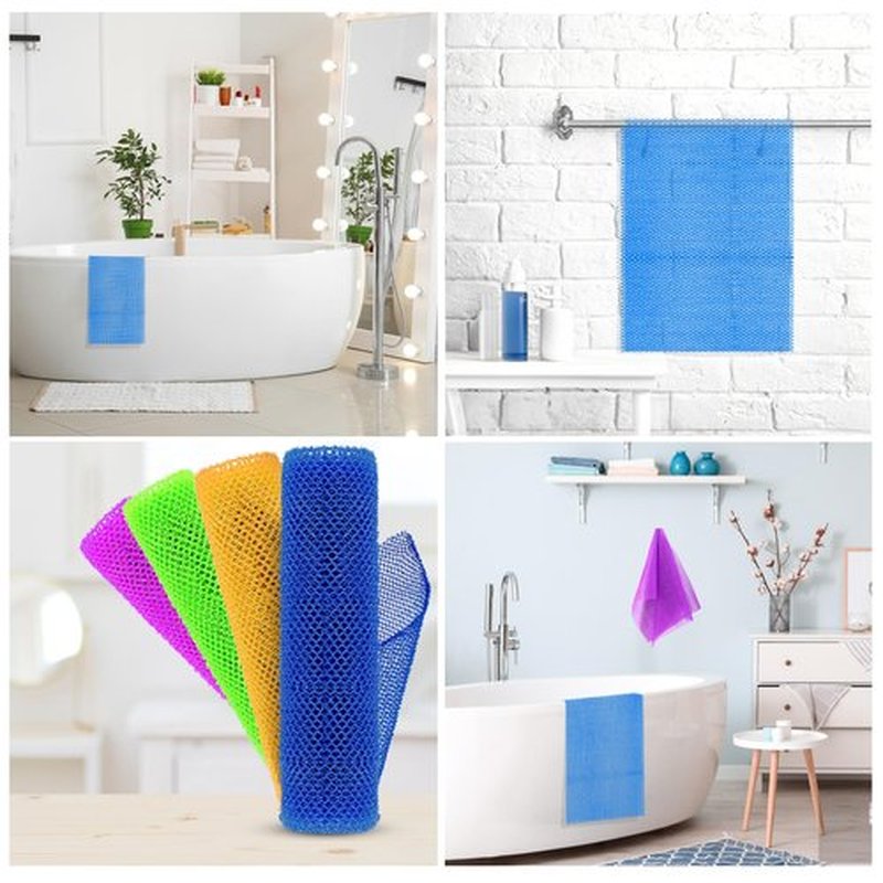 RIUOTA 4 African Net Sponge Mesh Long Mesh Bath Sponges - Exfoliates and Refreshes Skin for a Silky Smooth Shower Experience (Blue, Orange, Green, Purple)