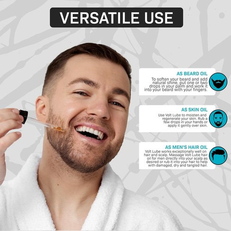VOLT Lube Mens Beard Oil & Hair Softener with Jojoba & Argan Oil, 1 Fl Oz (30 ml) Bottle Unscented