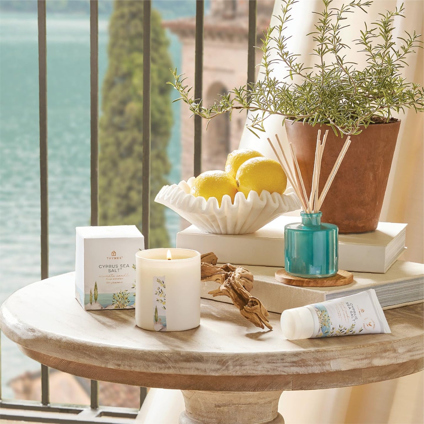 Thymes Hard-Working Hand Cream - Hand Moisturizer with Shea Butter, Sunflower Seed Oil & Pro-vitamin B5 - For Women & Men - Travel Size - Skin Care (Cyprus Sea Salt, 2.5 fl oz)