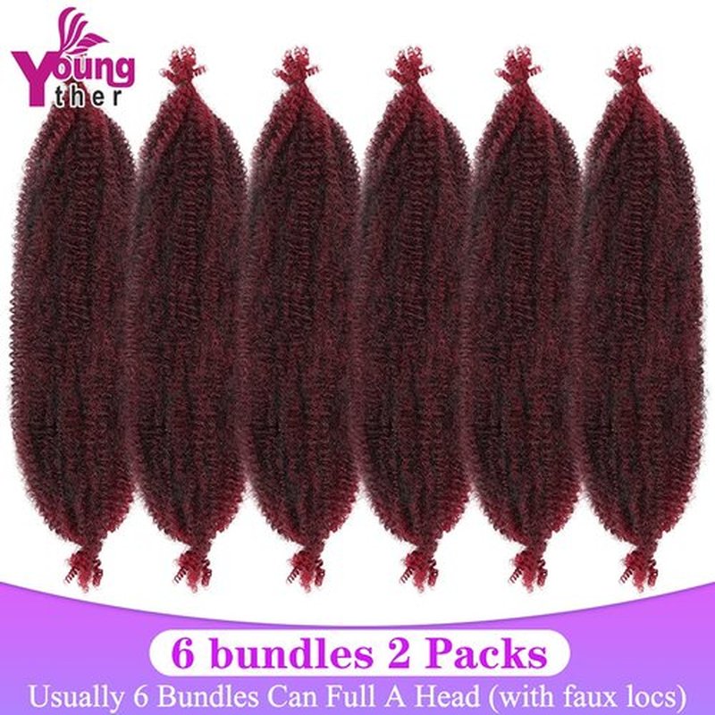 Marley Braiding Hair 24 Inch Long 6 Packs Springy Afro Twist Crochet Hair for Distressed Butterfly Locs Synthetic Pre-Separated Spring Twist Braids Hair Extensions for Black Women (Tbug)