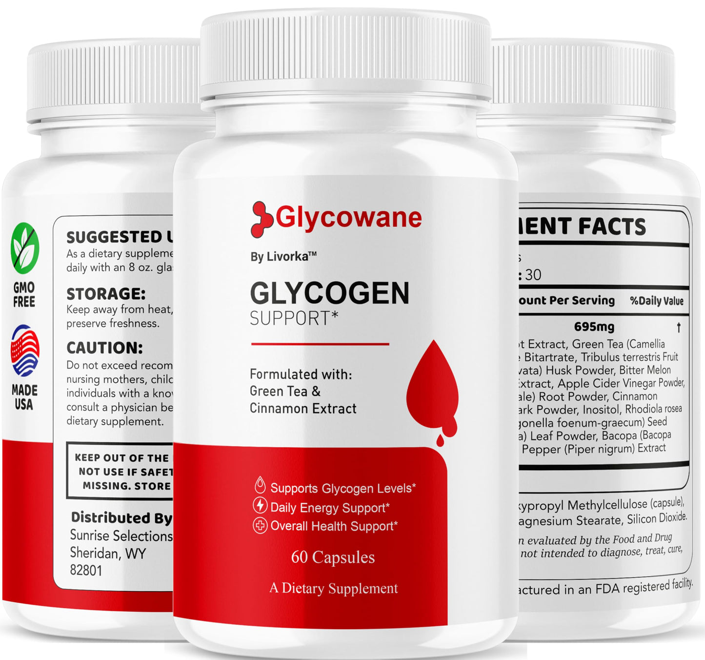 (2 Pack) Glycowane Capsules - Official Glycowan Advanced Glycogen Support Pills, All Natural Glycowane Supplement Maximum Strength Vitamin Health & Wellness Reviews, 120 Capsules for 1 Months