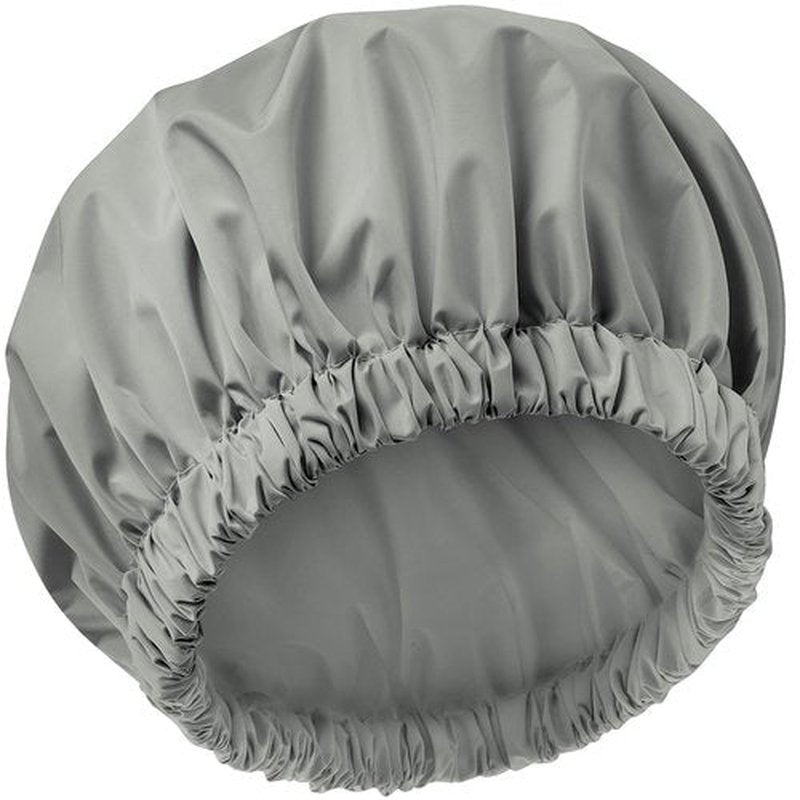 Reusable Shower Cap for Women, Large Waterproof Shower Bonnet Washable Elastic Band Bath Hair Hat for Long Hair, Braids(Dark Grey)