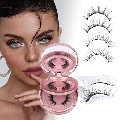 JIMIRE Magnetic Eyelashes without Eyeliner Magnetic Lashes Natural Look Wispy Reusable Comfortable Magnetic Eyelashes with Applicator No Glue Needed Fluffy Cat Eye Magnetic Lashes